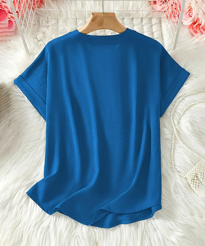 Ležerna ženska jednobojna široka bluza
