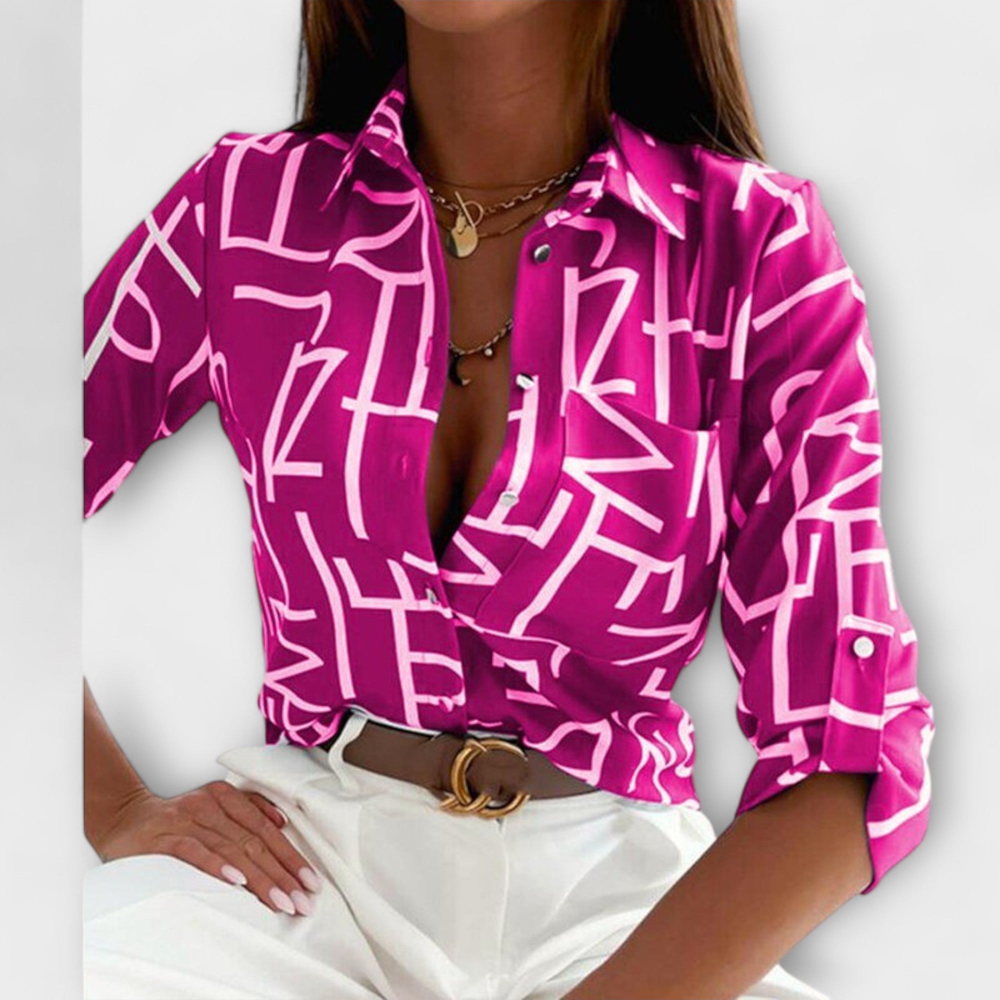 Camila – Sofisticirana Geometrijska Bluza